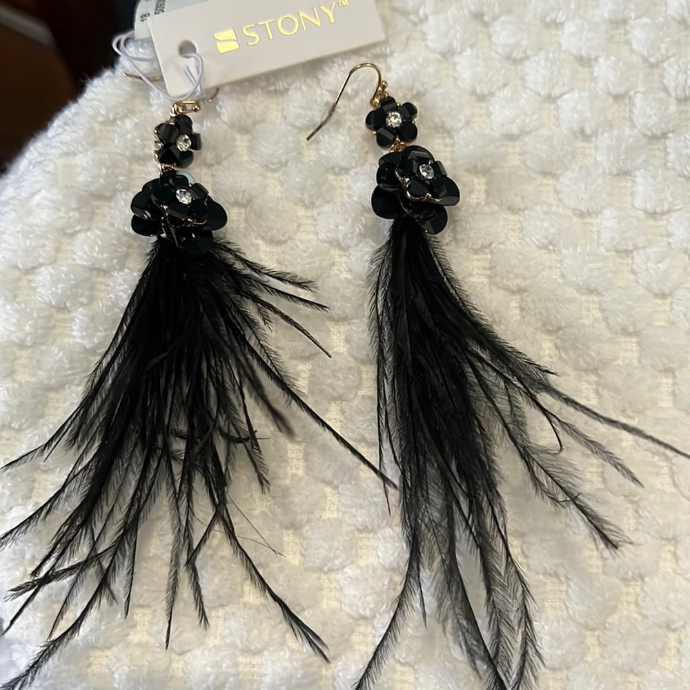 Stony feather earrings